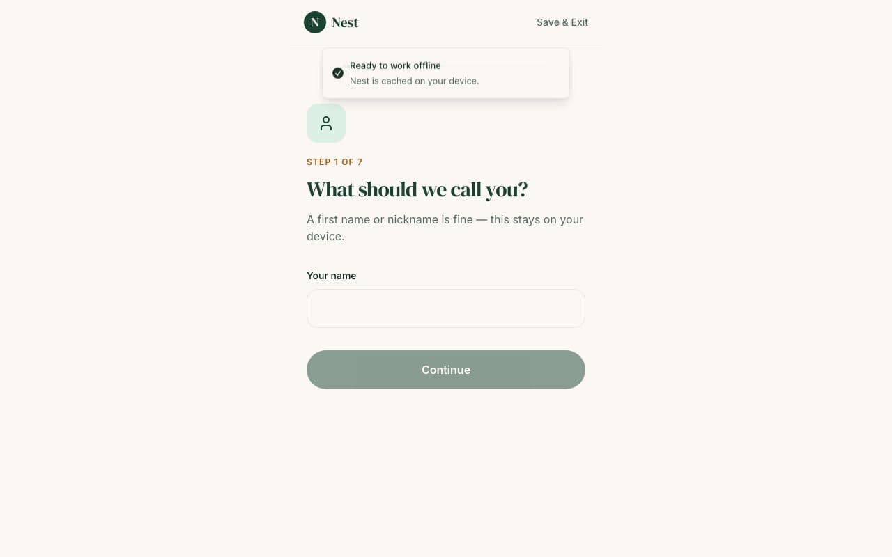 Nest interface, view 1